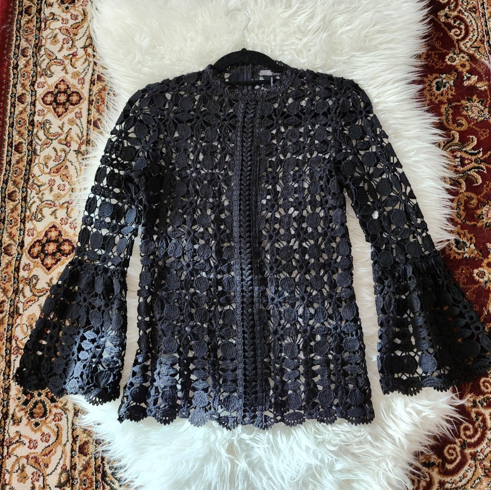 Suzy Shier Long Sleeve Lace Blouse